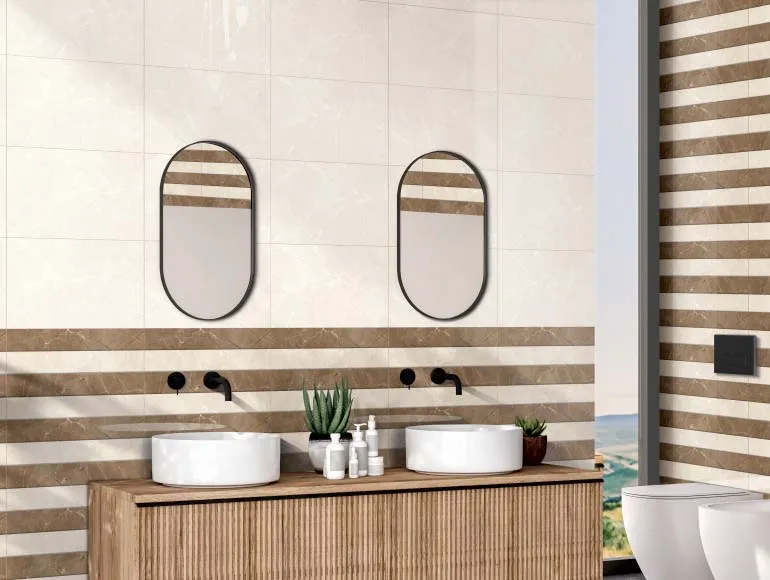 Wash basin design with double vanity setup